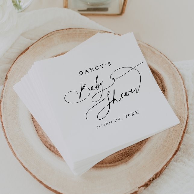 Guardanapo De Papel DARCY Simple Boho Black White Chá de fraldas Napki (DARCY Simple Boho Black White Baby Shower Napkins)