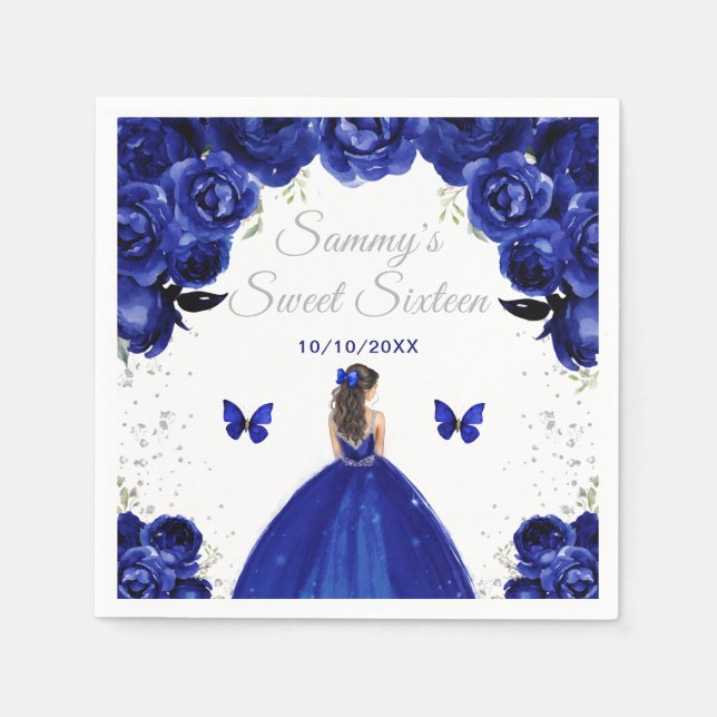 Guardanapo De Papel Dark Blue Brunette Hair Princess Sweet (Frente)