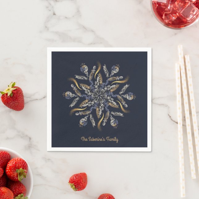 Guardanapo De Papel Dark Blue & Gold Midnight Sparkle Stars New Year  (Insitu)