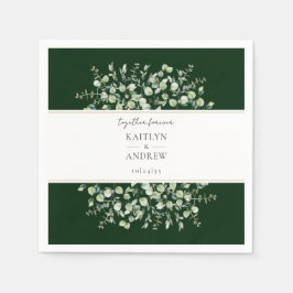 Guardanapo De Papel Dark Green Eucalyptus Together Forever Wedding 