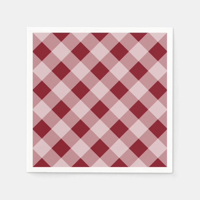 Guardanapo De Papel Dark Red Gingham Napkins (Frente)