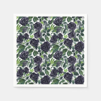 Guardanapo De Papel Dark rose delight, watercolor black rose pattern