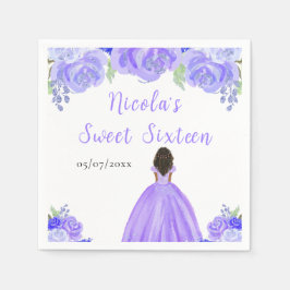 Guardanapo De Papel Dark Skin Princess Purple Floral Sweet Sixteen