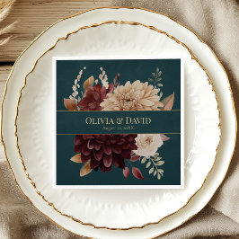 Guardanapo De Papel Dark Teal Floral Gothic Wedding Napkins