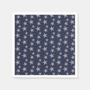 Guardanapo de papel das estrelas azuis e de prata
