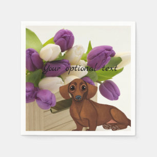 Guardanapo de papel das tulipas do Dachshund