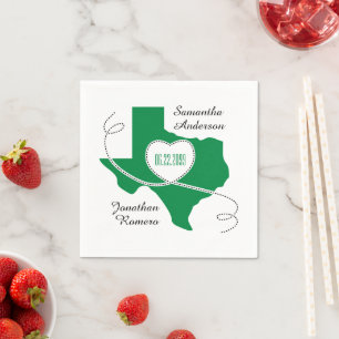 Guardanapo De Papel Data de Casamento da Faixa de Opções Verde do Texa