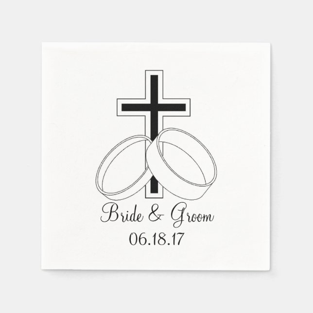 Guardanapo De Papel Data dos Nomes de Noiva Personalizada de Casamento (Frente)