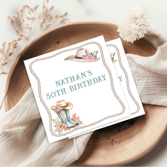 Guardanapo de papel de aniversário de botas e chap (Criador carregado)