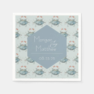 Guardanapo de papel de caranguejo em aquarela eleg