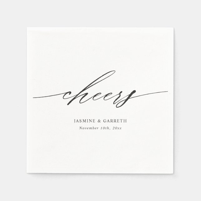 Guardanapo de papel de casamento Cheers com fonte  (Frente)