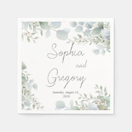 Guardanapo de papel de casamento com aquarela de e