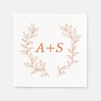 Guardanapo de papel de casamento com monograma de