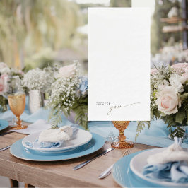 Guardanapo de papel de casamento com texto dourado