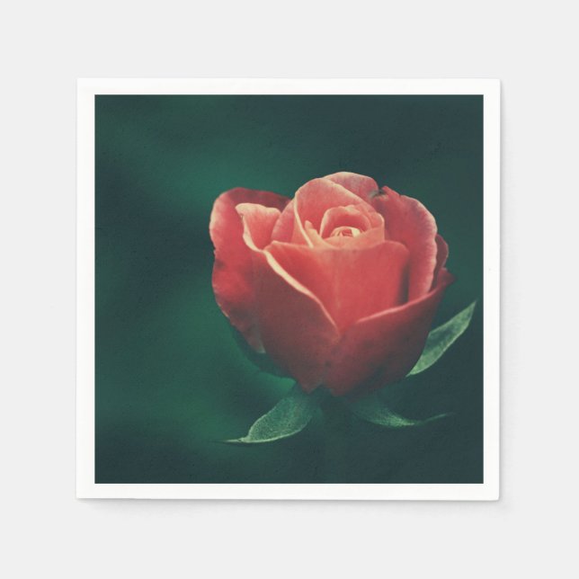 Guardanapo de papel de flor de rosa vermelha pálid (Frente)