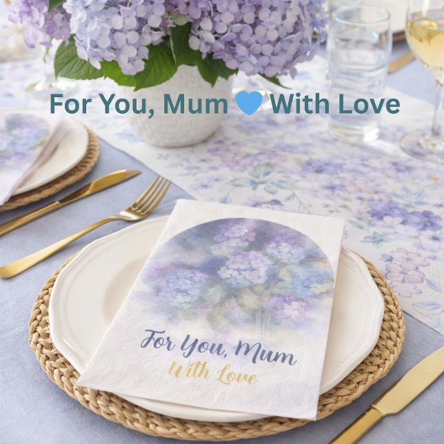 Guardanapo de papel de flores de Hortênsia Lilás R (For all she’s done—set a beautiful table with love for Mum 💙)