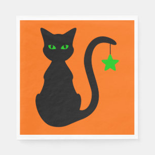 Guardanapo de papel de gato preto