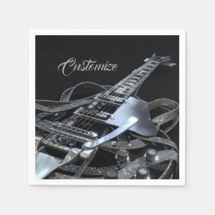 Guardanapo de papel de guitarra elétrica de cinza