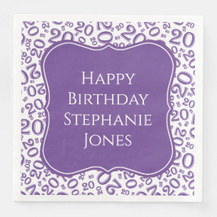 Guardanapo De Papel De Jantar 20 Aniversário Raleatório Roxo 20