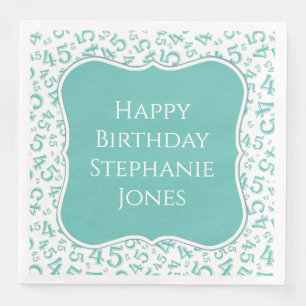 Guardanapo De Papel De Jantar 45. º Aniversário do Teal/Padrão Branco 45