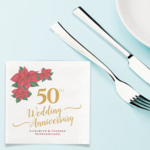 50º Aniversário do Casamento Watercolor Red Poinse