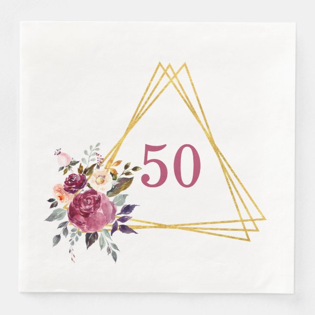 Guardanapo De Papel De Jantar 50º Boho Floral Geométrico (Frente)