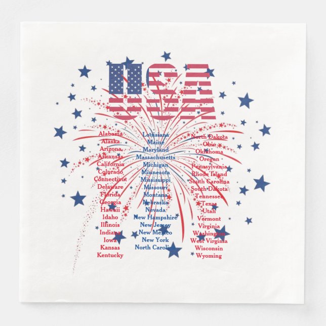 Guardanapo De Papel De Jantar “50 Estados” (Frente)