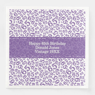Guardanapo De Papel De Jantar 65.º Aniversário Número Padrão Putple/White
