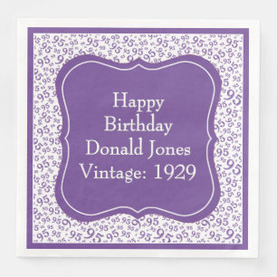 Guardanapo De Papel De Jantar 95.º Padrão de Número de Colchete Roxo/Branco de A