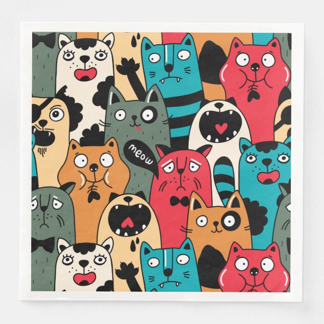 Guardanapo De Papel De Jantar A multidão de gatos (Frente)