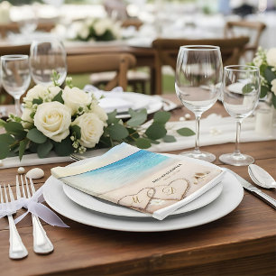 Guardanapo De Papel De Jantar Abrigos de casamento Tropical Summer Heart Shore