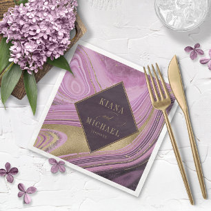 Guardanapo De Papel De Jantar Abstrato Agate Wedding Mauve v2 ID827