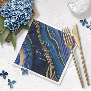 Guardanapo De Papel De Jantar Abstrato Agate Wedding Midnight ID827