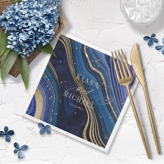 Guardanapo De Papel De Jantar Abstrato Agate Wedding Midnight ID827 (Criador carregado)
