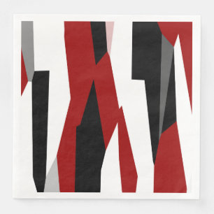 Guardanapo De Papel De Jantar Abstrato preto e branco vermelho