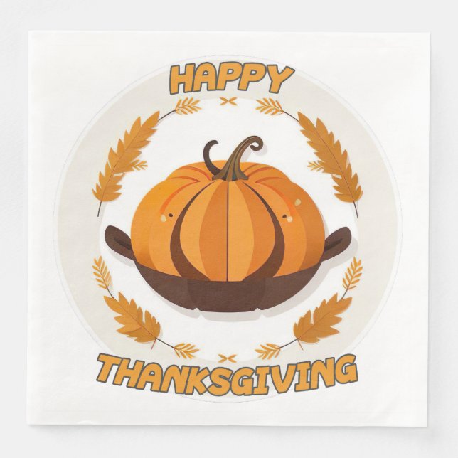 Guardanapo De Papel De Jantar ação de agradecimento feliz (Frente)