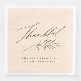 Guardanapo De Papel De Jantar Ação de Graças à Caligrafia e Folhas da Família