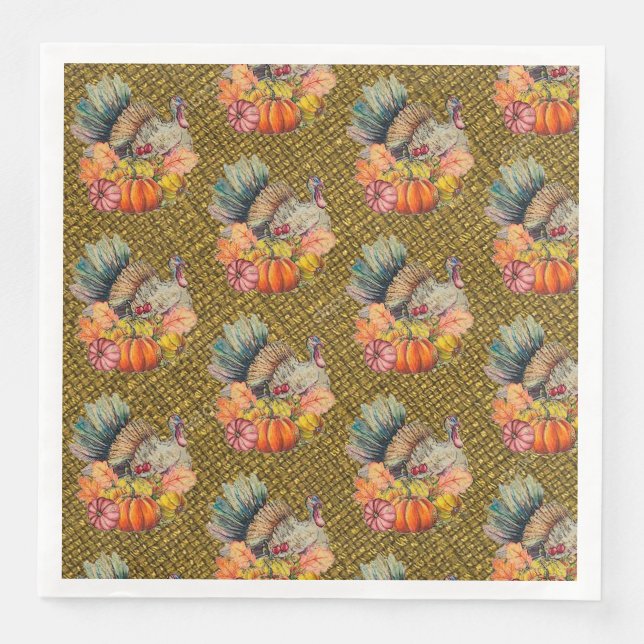 Guardanapo De Papel De Jantar Ação de Graças à Turquia (Frente)