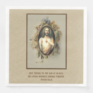 Guardanapo De Papel De Jantar Ação de Graças Religiosa Flores Sagradas de Jes