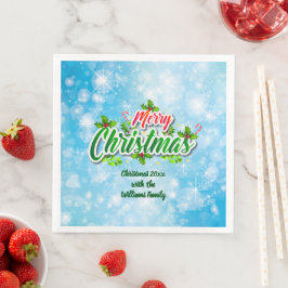Guardanapo De Papel De Jantar Adicionar correspondência de nome Natal Azul Papel