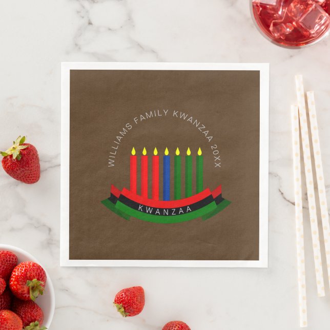 Guardanapo De Papel De Jantar Adicionar nome Ano Velas do Kwanzaa (Insitu)