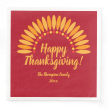 Adicione Nome Ano Feliz Ação de Graças Yellows Red