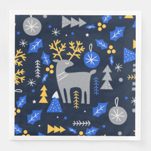 Guardanapo De Papel De Jantar Adoráveis Estilo Escandinavo de Natal Azul   