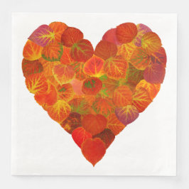 Guardanapo De Papel De Jantar Adoro o outono, sutil, vermelho aspen, coração 1