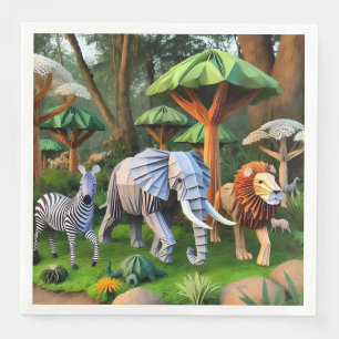 Guardanapo De Papel De Jantar African animals in origame
