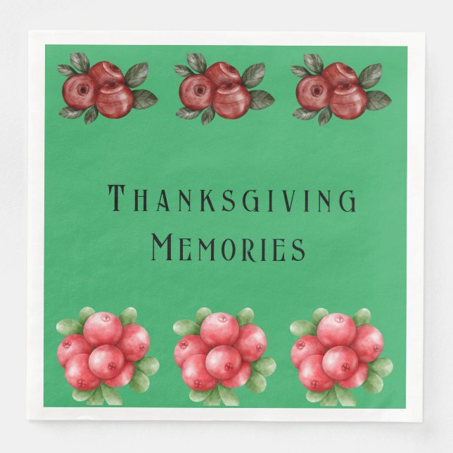 Guardanapo De Papel De Jantar Agradecimento Temático de Outono Verde Escuro (Frente)