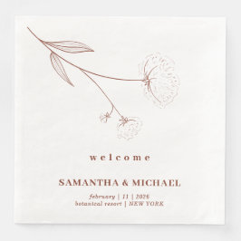 Guardanapo De Papel De Jantar Algodão Floral Terracota Boho Bem-vindo Casamento