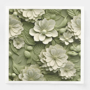 Guardanapo De Papel De Jantar Alivio Floral 3D Elegante