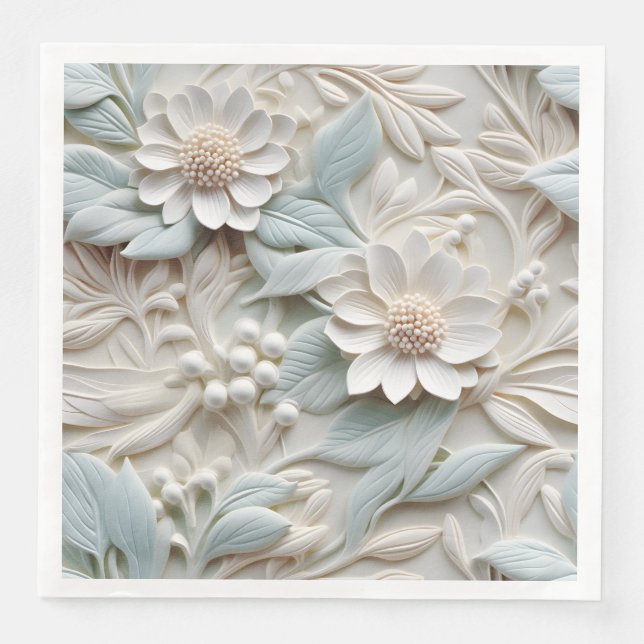 Guardanapo De Papel De Jantar Alivio Floral 3D Elegante (Frente)