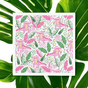 Guardanapo De Papel De Jantar Alligador Vinho Cor-de-rosa Pano Verde Pequeno